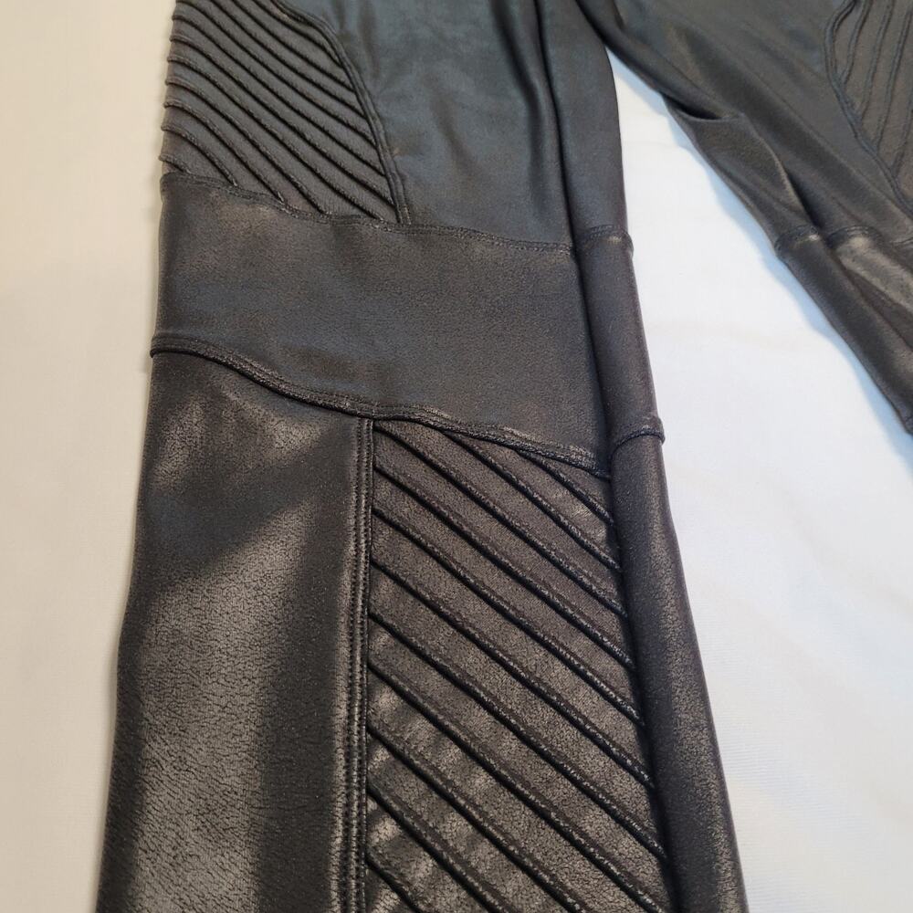 Spanx Faux Leather Shiny Moto Leggings XL Black Bikercore Punkcore Biker - Picture 6 of 9